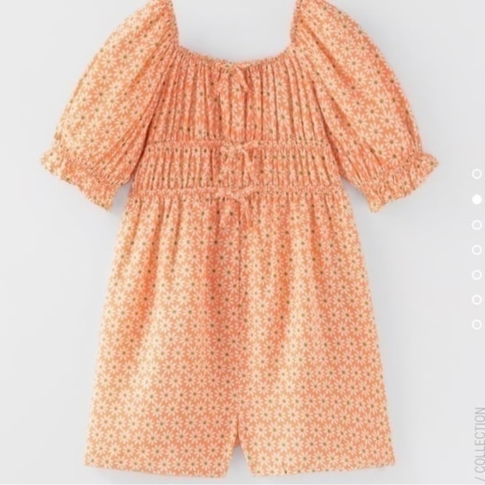 Zara Coral Floral Puff Sleeve Playsuit